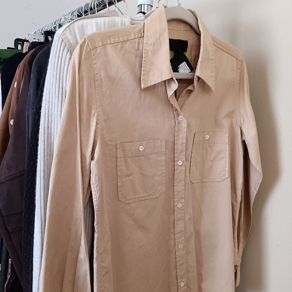 NWT Nili Lotan Kaya Khaki 100% Cotton Shirt Size S